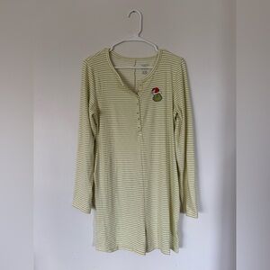 NWOT American Eagle Grinch Striped Plush Long Sleeve Romper XL